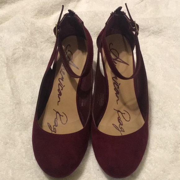 American Rag Cie Wine cut out Mary Jane Wedge - Picture 1 of 4